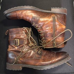 Aston Grey Men's Rockcastle 2 Brown Leather Side Zip Lace Up Boots Size 11.5